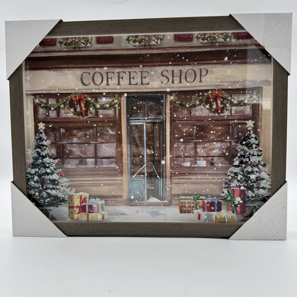 Hobby Lobby Christmas Classics Winter Coffee Shop Framed Wall Decor NEW